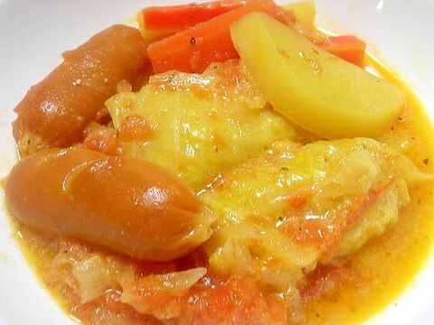 豆乳でまろやかトマトスープのロールキャベツ